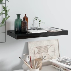 vidaXL Estante flotante de pared negro brillante MDF 50x23x3,8 cm