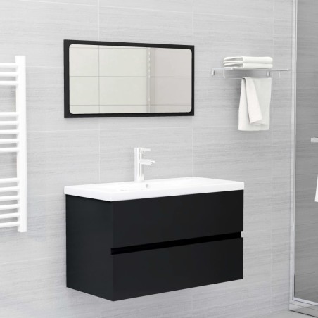 vidaXL Juego de muebles de baño madera de ingeniería negro