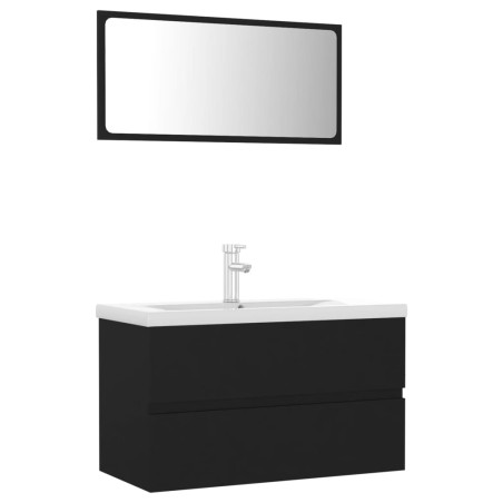 vidaXL Juego de muebles de baño madera de ingeniería negro