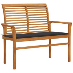 vidaXL Banco de jardín madera maciza teca con cojín antracita 112 cm