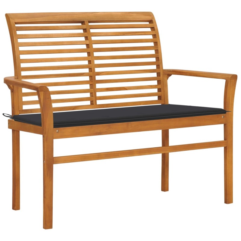 vidaXL Banco de jardín madera maciza teca con cojín antracita 112 cm vidaXL Banco de jardín madera maciza teca con cojín antracita 112 cm
