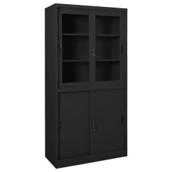 vidaXL Armario de oficina puerta corredera acero antracita 90x40x180cm