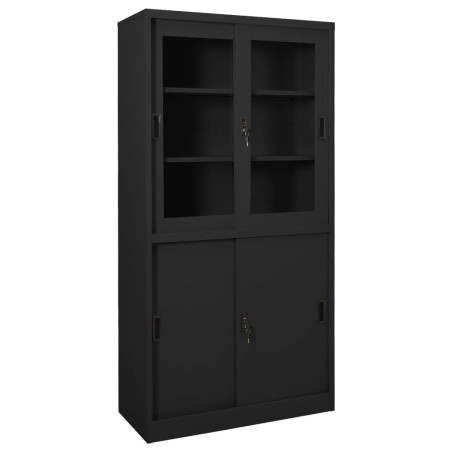 vidaXL Armario de oficina puerta corredera acero antracita 90x40x180cm