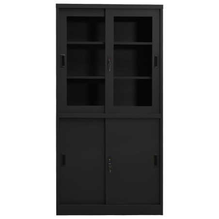 vidaXL Armario de oficina puerta corredera acero antracita 90x40x180cm