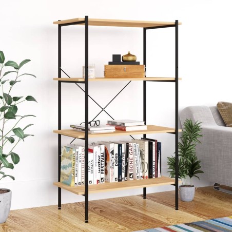 vidaXL Estantería de 4 niveles negro y roble 80x40x130 cm