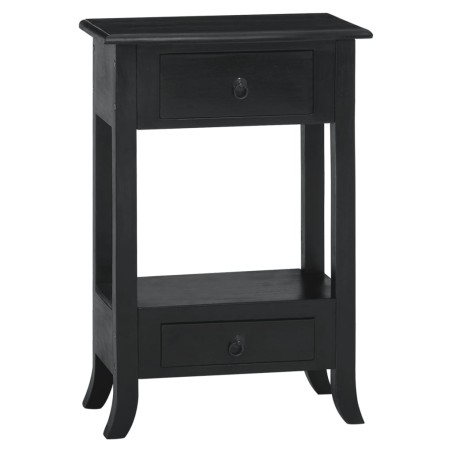 vidaXL Mesa consola con cajones madera maciza caoba negro 50x30x75 cm
