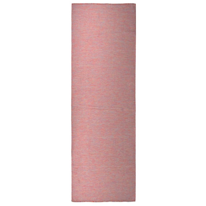 vidaXL Alfombra de exterior de tejido plano rojo 80x250 cm vidaXL Alfombra de exterior de tejido plano rojo 80x250 cm