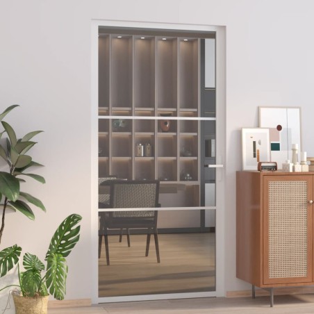 vidaXL Puerta interior vidrio EGS y aluminio blanco 102,5x201,5 cm