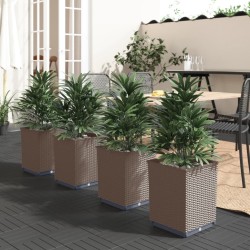 vidaXL Jardineras 4 unidades polipropileno marrón 30x30x37 cm