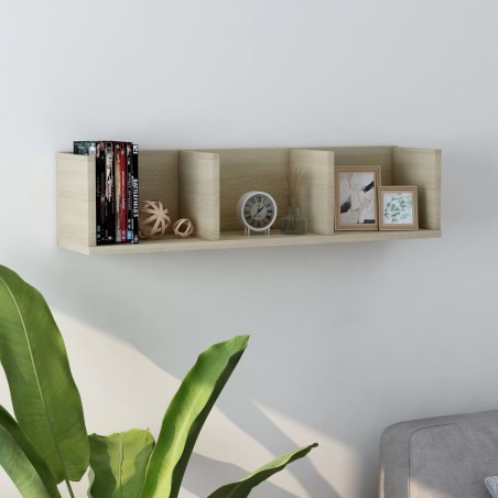 vidaXL Estante de pared para CD contrachapada color roble 75x18x18cm
