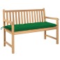 vidaXL Banco de jardín madera maciza de teca con cojín verde 120 cm vidaXL Banco de jardín madera maciza de teca con cojín verde 120 cm