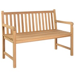vidaXL Banco de jardín madera maciza de teca con cojín verde 120 cm
