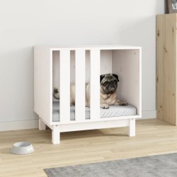 vidaXL Caseta para perros madera maciza de pino blanco 60x45x57 cm