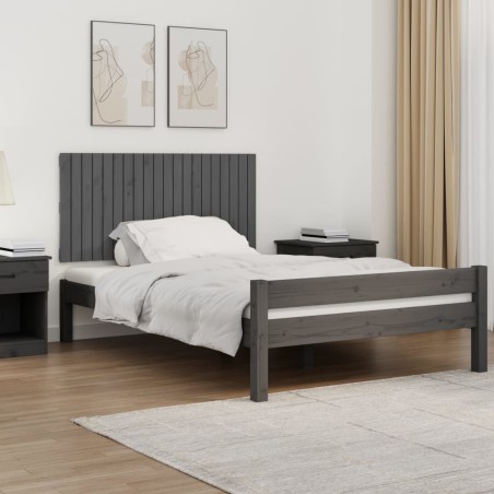 vidaXL Cabecero de cama de pared madera maciza pino gris 127,5x3x60 cm