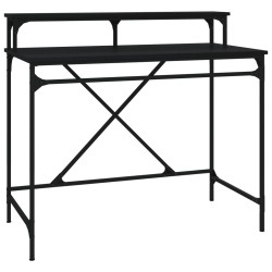 vidaXL Escritorio de hierro y madera contrachapada negro 100x50x90 cm