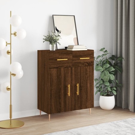 vidaXL Aparador de madera de ingeniería marrón roble 69,5x34x90 cm