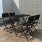 vidaXL Set comedor de jardín plegable 5 pzas poli ratán y acero negro vidaXL Set comedor de jardín plegable 5 pzas poli ratán y acero negro