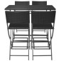 vidaXL Set comedor de jardín plegable 5 pzas poli ratán y acero negro vidaXL Set comedor de jardín plegable 5 pzas poli ratán y acero negro