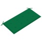 vidaXL Banco de jardín madera maciza de teca con cojín verde 112 cm