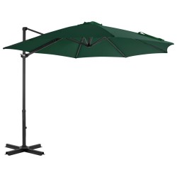 vidaXL Sombrilla voladiza con poste de aluminio verde 300 cm