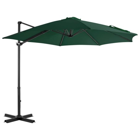 vidaXL Sombrilla voladiza con poste de aluminio verde 300 cm