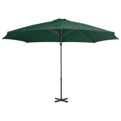 vidaXL Sombrilla voladiza con poste de aluminio verde 300 cm