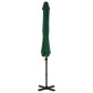 vidaXL Sombrilla voladiza con poste de aluminio verde 300 cm