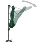 vidaXL Sombrilla voladiza con poste de aluminio verde 300 cm