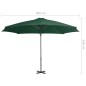 vidaXL Sombrilla voladiza con poste de aluminio verde 300 cm