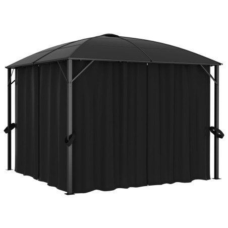 vidaXL Cenador con cortinas gris antracita 300x300x265 cm