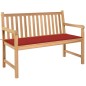 vidaXL Banco de jardín madera maciza de teca con cojín rojo 120 cm vidaXL Banco de jardín madera maciza de teca con cojín rojo 120 cm