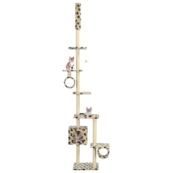 vidaXL Rascador para gatos con postes de sisal huellas beige 260 cm