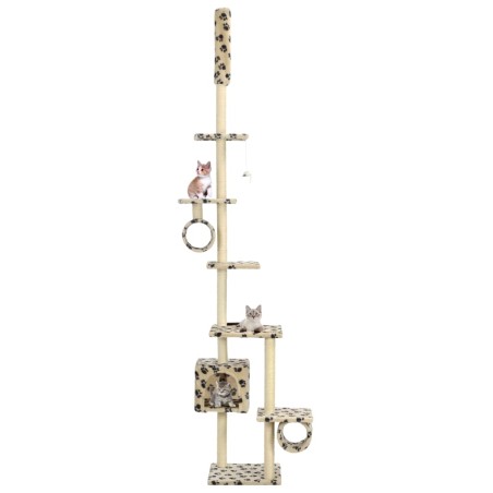 vidaXL Rascador para gatos con postes de sisal huellas beige 260 cm