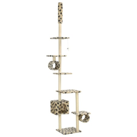 vidaXL Rascador para gatos con postes de sisal huellas beige 260 cm