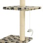 vidaXL Rascador para gatos con postes de sisal huellas beige 260 cm vidaXL Rascador para gatos con postes de sisal huellas beige 260 cm
