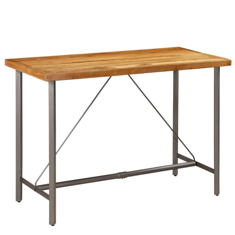 vidaXL Mesa de bar de madera maciza de teca reciclada 150x70x106 cm