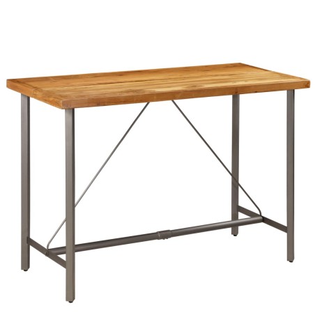 vidaXL Mesa de bar de madera maciza de teca reciclada 150x70x106 cm