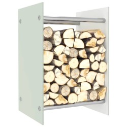 vidaXL Leñero de vidrio blanco 40x35x60 cm