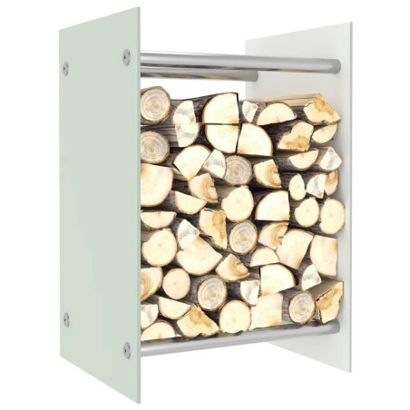 vidaXL Leñero de vidrio blanco 40x35x60 cm