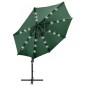 vidaXL Sombrilla voladiza con poste y luces LED verde 300 cm vidaXL Sombrilla voladiza con poste y luces LED verde 300 cm