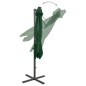 vidaXL Sombrilla voladiza con poste y luces LED verde 300 cm vidaXL Sombrilla voladiza con poste y luces LED verde 300 cm