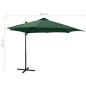 vidaXL Sombrilla voladiza con poste y luces LED verde 300 cm vidaXL Sombrilla voladiza con poste y luces LED verde 300 cm
