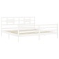 vidaXL Estructura cama de matrimonio con cabecero madera maciza blanco