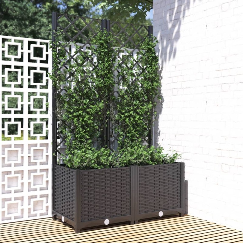 vidaXL Jardinera con enrejado PP negro 80x40x136 cm vidaXL Jardinera con enrejado PP negro 80x40x136 cm