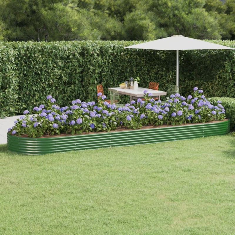 vidaXL Jardinera arriate acero recubrimiento polvo verde 523x140x36 cm vidaXL Jardinera arriate acero recubrimiento polvo verde 523x140x36 cm