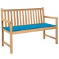 vidaXL Banco de jardín madera maciza de teca con cojín azul 120 cm vidaXL Banco de jardín madera maciza de teca con cojín azul 120 cm