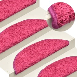 vidaXL Alfombras de peldaños de escalera 15 uds rosa 65x21x4 cm