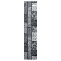 vidaXL Alfombra de pasillo BCF gris con estampado de bloques 60x400 cm