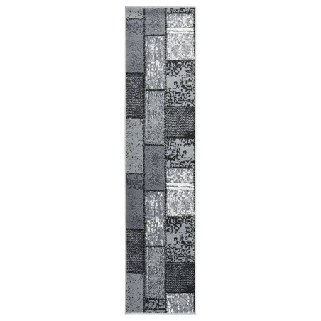 vidaXL Alfombra de pasillo BCF gris con estampado de bloques 60x400 cm