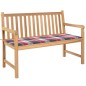 vidaXL Banco de jardín madera de teca con cojín a cuadros rojo 120 cm vidaXL Banco de jardín madera de teca con cojín a cuadros rojo 120 cm